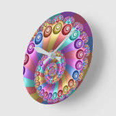 Schöne Regenbogenfarben Abstraktes Fraktal Kunst, Runde Wanduhr (Winkel)