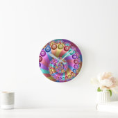 Schöne Regenbogenfarben Abstraktes Fraktal Kunst, Runde Wanduhr (Zuhause)