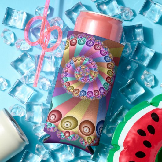 Schöne Regenbogenfarben Abstraktes Fraktal Kunst, Selters Dosenkühler (In Situ Sommer)