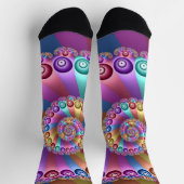 Schöne Regenbogenfarben Abstraktes Fraktal Kunst,  Socken (Oben)