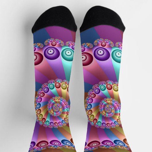 Schöne Regenbogenfarben Abstraktes Fraktal Kunst, Socken (Oben)