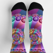 Schöne Regenbogenfarben Abstraktes Fraktal Kunst, Socken (Oben)