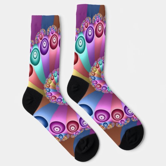 Schöne Regenbogenfarben Abstraktes Fraktal Kunst,  Socken (Rechts)