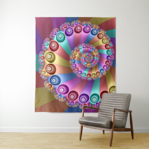 Schöne Regenbogenfarben Abstraktes Fraktal Kunst, Wandteppich