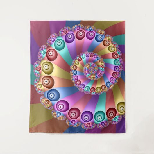 Schöne Regenbogenfarben Abstraktes Fraktal Kunst, Wandteppich (Vorderseite)