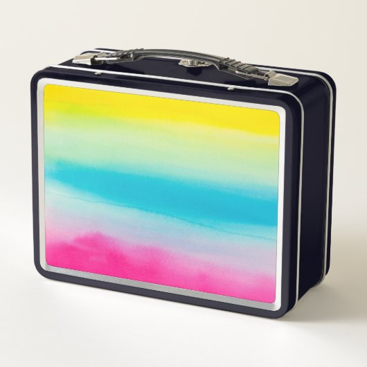 Schöne Regenbogenfarben Metall Brotdose (Rückseite)