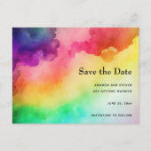 Schöne Regenbogenfarben Save the Date Abstrakt Einladungspostkarte (Vorderseite)