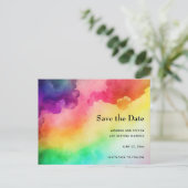 Schöne Regenbogenfarben Save the Date Abstrakt Einladungspostkarte (Stehend Vorderseite)