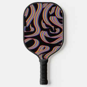 Schöne Regenbogenfarbene Bandverdrehungen Muster K Pickleball Schläger