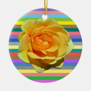 Schöne Regenbogenrose Keramik Ornament