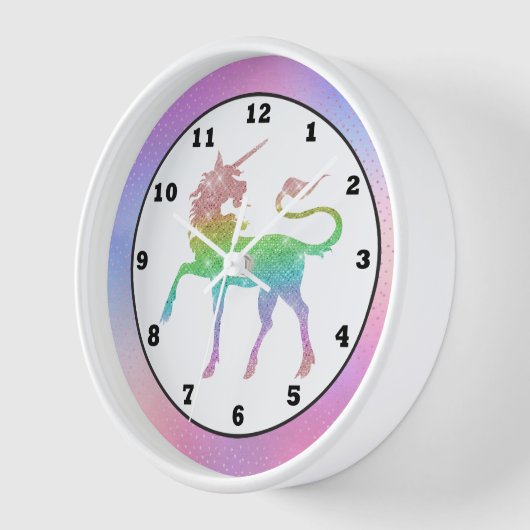 Schöne Regenbogenuhr unicorn Mädchen Zimmerdekor U Wanduhr (Winkel)