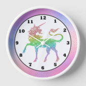 Schöne Regenbogenuhr unicorn Mädchen Zimmerdekor U Wanduhr (Vorderseite)