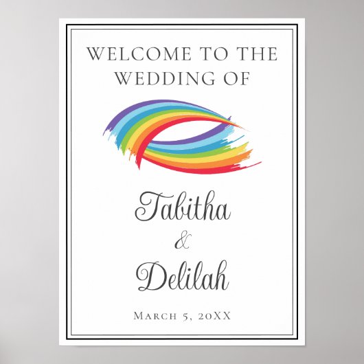 Schöne Regenbogenwaves Custom Wedding Willkommen Poster (Vorne)