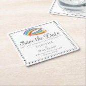 Schöne Regenbogenwaves LGBT Save the Date Rechteckiger Pappuntersetzer (angewinkelt)