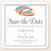 Schöne Regenbogenwaves LGBT Save the Date Rechteckiger Pappuntersetzer (Vorderseite)