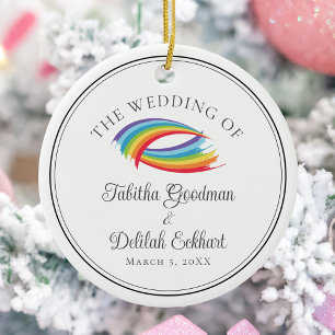 Schöne Regenbogenwellen Hochzeit Weihnachten Keepa Keramik Ornament
