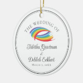 Schöne Regenbogenwellen Hochzeit Weihnachten Keepa Keramik Ornament (Links)