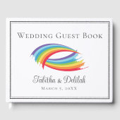 Schöne Regenbogenwellen Personalisierte LGBT-Hochz Gästebuch (Vorderseite)