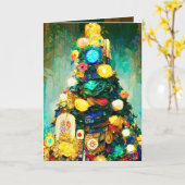 Schöne, reich aussehende Weihnachtskarte Klimt Sti Karte (Gelbe Blume)