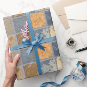 Schöne Reihen farbenfroher Steinteppich Geschenkpapier