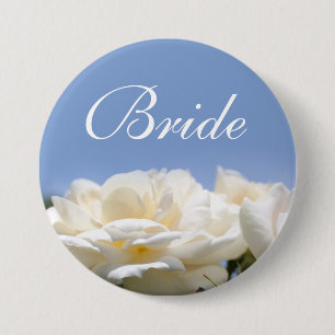 Schöne reine weiße Rosenblume Braut Hochzeitsknopf Button