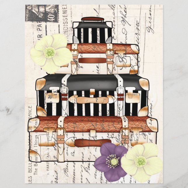 Schöne Reisekoffer für Jahrgänge Scrapbooking (Vorderseite)