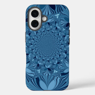 Schöne, reizende Iridescent Blue Kaleidoskop Art iPhone 16 Hülle