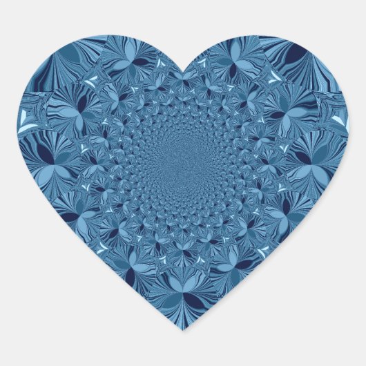 Schöne, reizende Iridescent Blue Kaleidoskop Art Herz-Aufkleber (Vorderseite)