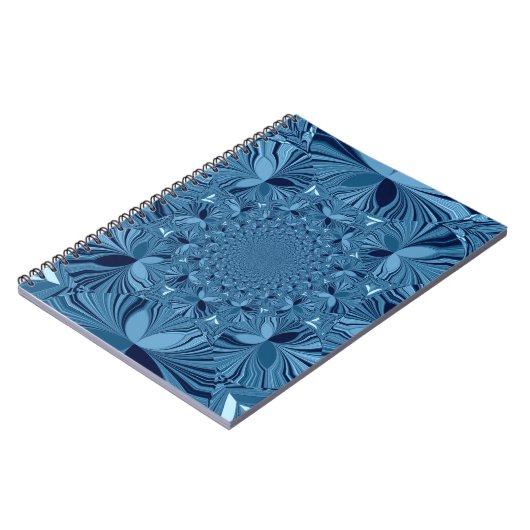 Schöne, reizende Iridescent Blue Kaleidoskop Art Notizblock (Linke Seite)