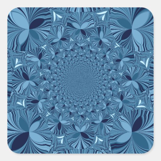 Schöne, reizende Iridescent Blue Kaleidoskop Art Quadratischer Aufkleber (Vorderseite)