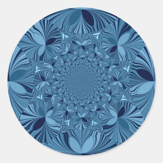 Schöne, reizende Iridescent Blue Kaleidoskop Art Runder Aufkleber (Vorderseite)