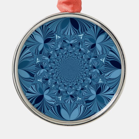 Schöne, reizende Iridescent Blue Kaleidoskop Art Silbernes Ornament (Vorne)