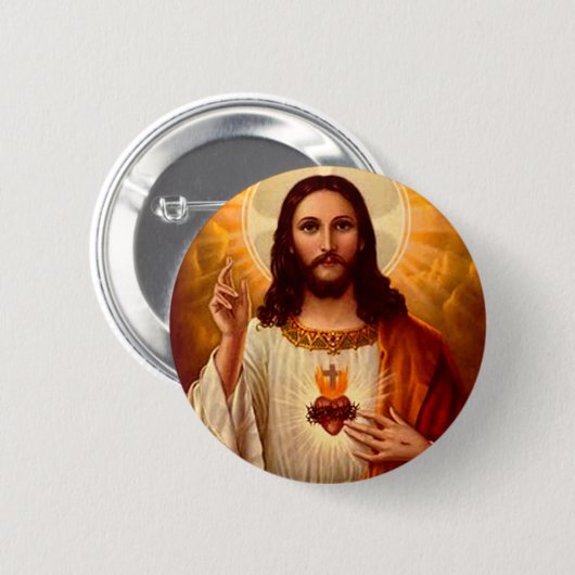 Schöne religiöse Heilige Herz Jesu Bild Button (Vorne & Hinten)