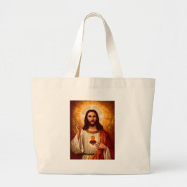 Schöne religiöse Heilige Herz Jesu Bild Jumbo Stoffbeutel