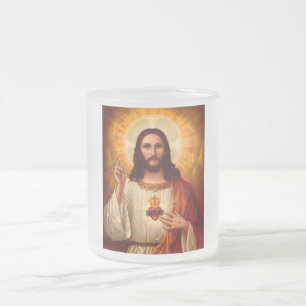 Schöne religiöse Heilige Herz Jesu Bild Mattglastasse