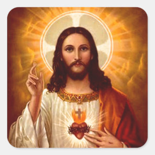 Schöne religiöse Heilige Herz Jesu Bild Quadratischer Aufkleber