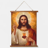 Schöne religiöse Heilige Herz Jesu Bild Wandteppich Mit Holzrahmen (Vorderseite)