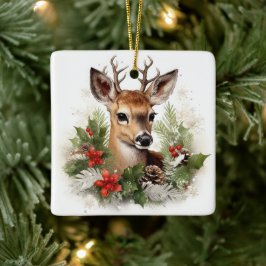 Schöne Rentier-Weihnachtsfeiertage Keramikornament