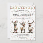 Schöne Rentiere Glühbirnen Jahresfeier Einladung (Vorderseite)