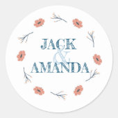 Schöne Retro Baby Blue Floral Wedding Sticker (Vorderseite)