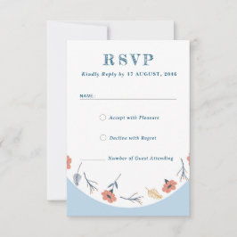 Schöne Retro Baby Blue Wedding RSVP Cards Karte