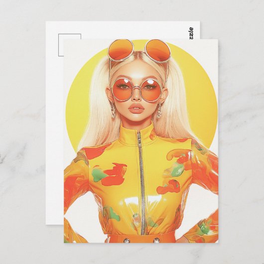 Schöne Retro Blond Frau Zwei Sonnenbrille 0n Postkarte (Vorne/Hinten)
