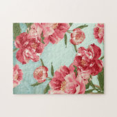 Schöne Retro-Blumen-Chintz-Pfingstrosen personalis Puzzle (Horizontal)