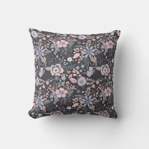 Schöne Retro-Blumenmuster in Blaupastell Kissen