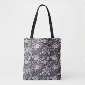 Schöne Retro-Blumenmuster in Blaupastell Tasche (Vorderseite)