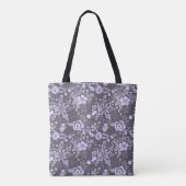 Schöne Retro-Blumenmuster in Blaupastell Tasche (Rückseite)