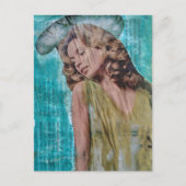 Schöne Retro-Dame Mixed-Media-Collage Postkarte (Vorderseite)