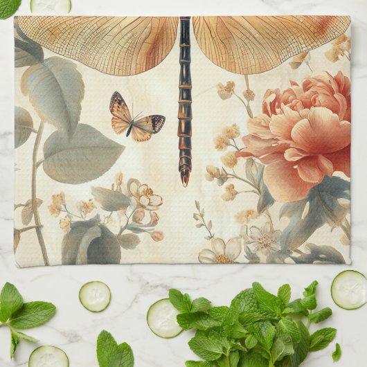 Schöne Retro-Dragonfly, Schmetterling Geschirrtuch (Gefaltet)