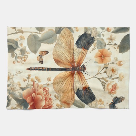 Schöne Retro-Dragonfly, Schmetterling Geschirrtuch (Horizontal)