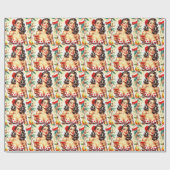 Schöne Retro-Illustration Geschenkpapier (Flach)